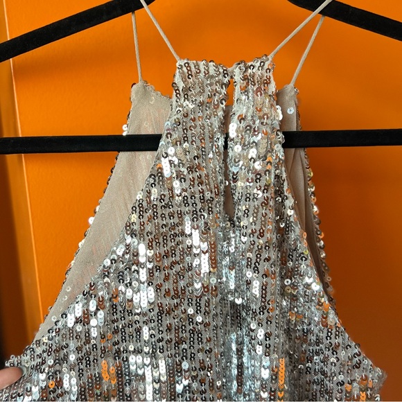 ZARA Trf Collection Sequin Silver Halter Top Size XS - Picture 3 of 7